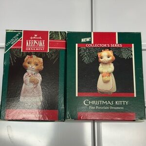 2 Hallmark Christmas Kitty Ornaments